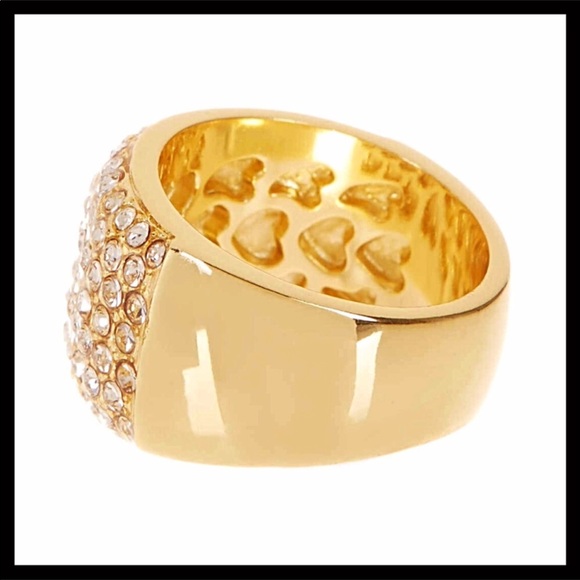 GOLD PAVE AUSTRIAN CRYSTAL STATEMENT COCKTAIL RING - Picture 4 of 8